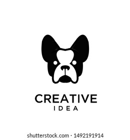 bull dog head logo icon design vector illustration