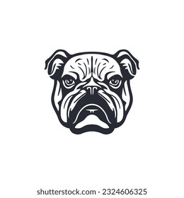 Bull dog head logo silhouette vector of Bulldog face clipart, animal character icon, mascot sticker symbol. isolated on white background.