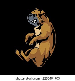 Bull dog jumping vector illustration