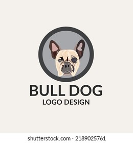 Bull Dog Logo Design With Pink Background.