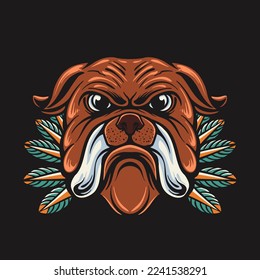 Bull Dog Retro Vector Illustration