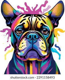 Patrulla de perro toro popart ilustración colorida de los bulldogs