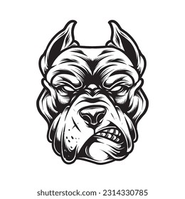 Bull Dog Vector Black and White