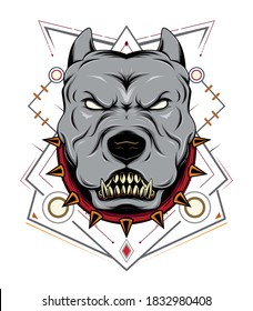 bull dog vector emblem with ornament background.