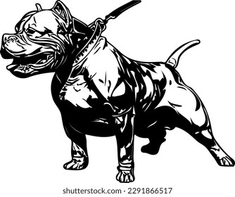 Ilustración del vector del perro de toro, arte de la línea de perro de Bully American, boceto vectorial dibujando pitbull ladrando pitbull bull terrill vector