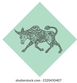 bull doodle handdraw illustration vector