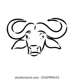Bull in doodle style. Icons sketch hand made. Vector editable stroke.
