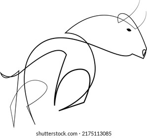 Toro dibujado por una línea continua. Ilustración vectorial.