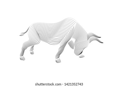 A bull drawn with lines