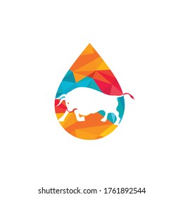 Bull drop shape concept logo design.