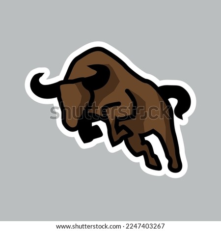 bull, editable cartoon style sticker vector	