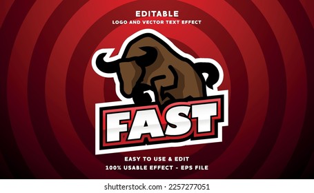 bull editable text effect logo with modern style	
