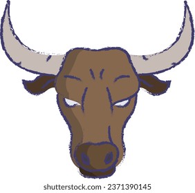 Bull face hand drawn vector illustration icon