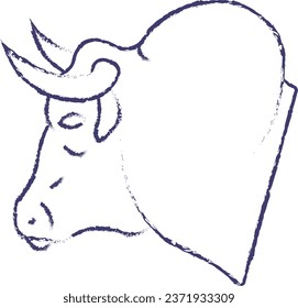 Bull face hand drawn vector illustration