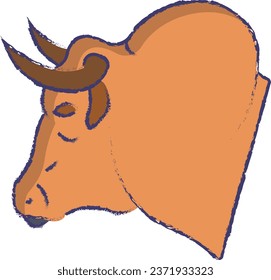 Bull face hand drawn vector illustration