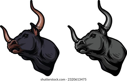 Bull Face Illustration. Wild. Face. Vector