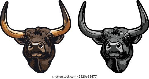 Bull Face Illustration. Wild. Face. Vector