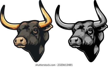 Bull Face Illustration. Wild. Face. Vector