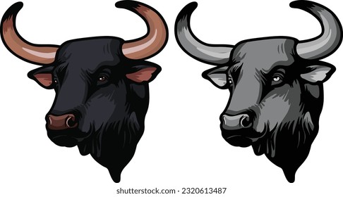 Bull Face Illustration. Wild. Face. Vector