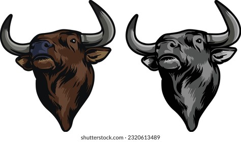 Bull Face Illustration. Wild. Face. Vector