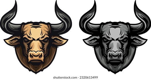 Bull Face Illustration. Wild. Face. Vector