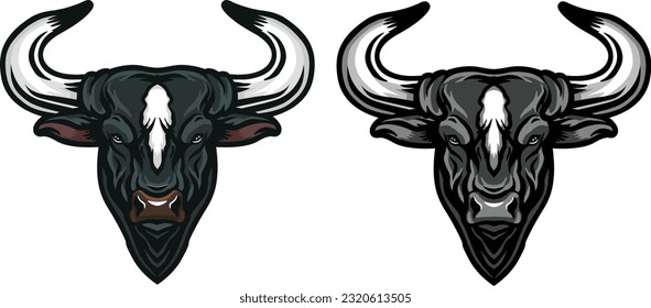 Bull Face Illustration. Wild. Face. Vector