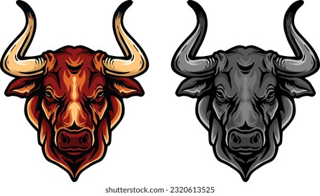 Bull Face Illustration. Wild. Face. Vector
