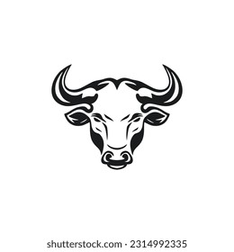 Bull face logo of cow head silhouette clip art vector. animal icon bulls symbol, isolated on white background.