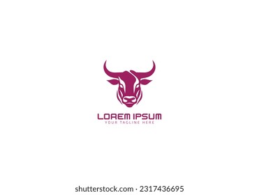 Bull face logo of cow head silhouette clip art vector. animal icon bulls symbol, isolated on white background.