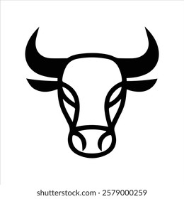 Bull face symbol silhouette, Silhouette of bull head black and white flat vector icon design, Vector illustration