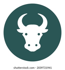 Bull Face  white glyph with color background vector icon which can easily modify or edit 