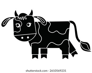 Bull, farm cute animal silhouette - vector silhouette picture for logo, pictogram or stencil. Cow sign or icon