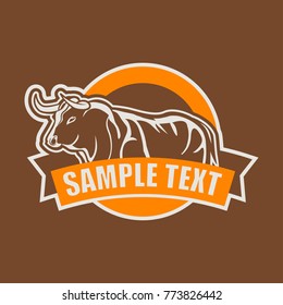 Bull Farm Logo and Mascot : Layered Vector Illustration - Easy to Edit the Sample Text into your Name Brand