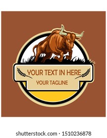 Bull farm logo in vector