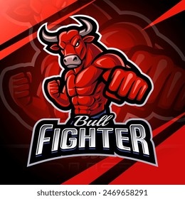 Bull fighter esport mascot logo design