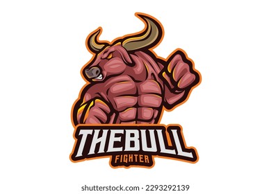 The bull fighter mascot cartoon logo illustration vector