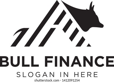 bull finance logo with strip line art style
