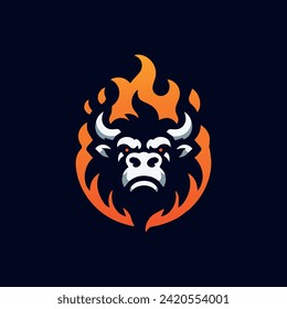 Bull Fire Head Logo Vector Template illustration