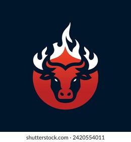 Bull Fire Head Logo Vector Template illustration
