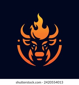 Bull Fire Head Logo Vector Template illustration