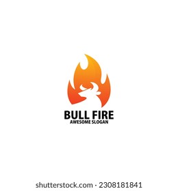 bull with fire logo design gradient color