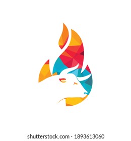 Bull fire vector logo design template. Suitable for ranch, steakhouse, restaurants, farms, meat and cattle.