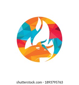 Bull fire vector logo design template. Suitable for ranch, steakhouse, restaurants, farms, meat and cattle.