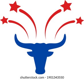Bull fireworks icon with flat style. Isolated vector bull fireworks icon image, simple style.