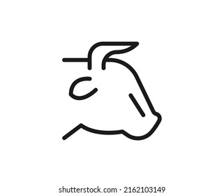 Bull flat icon. Thin line signs for design logo, visit card, etc. Single high-quality outline symbol for web design or mobile app. Farm animal outline pictogram.