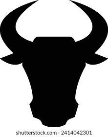 Bull flat icon vector. Animal Head, Animal Flat Icon Logo, Texas longhorn bull. filled flat sign, Bull Skull Icon Graphic Design, skeleton bull head, isolated on transparent background.