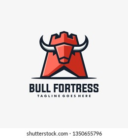 Bull Fortress Concept illustration vector Design template.  