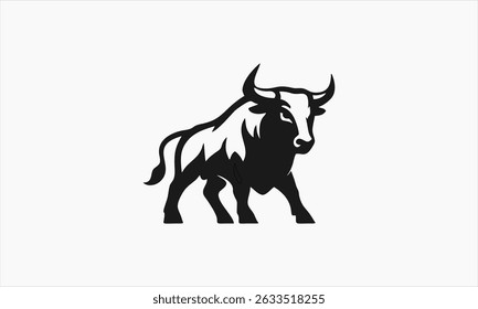 a bull in a forward-leaning stance, also facing to the right. Its muscular build and curved horns emphasize power, determination, and resilience. The bull is commonly linked to persistence and aggress