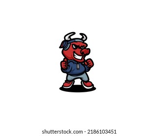 Bull gamer character mascot  illustration