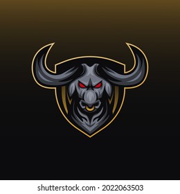 Bull gaming mascot logo template premium vector